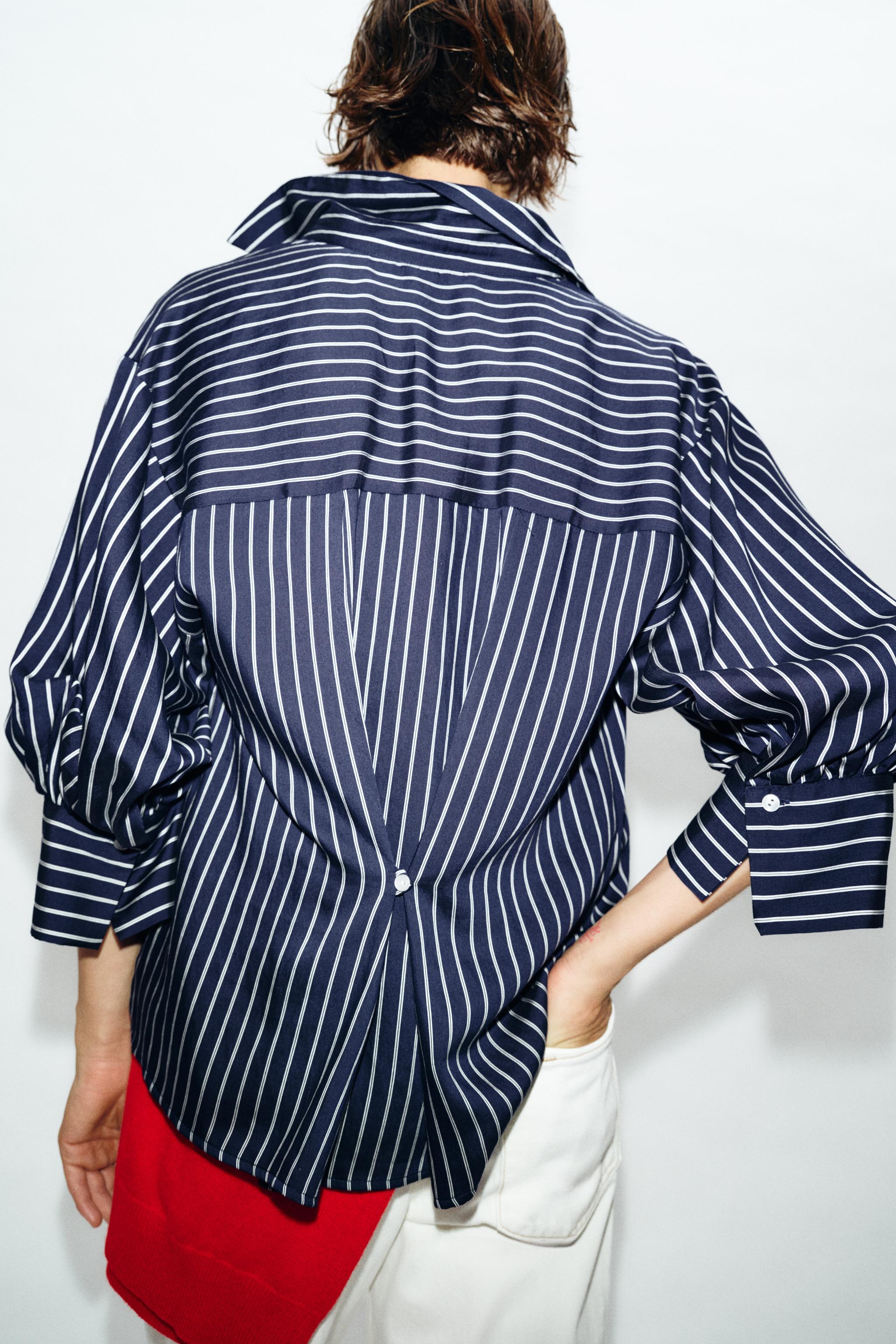CHEMISE À RAYURES ET MANCHES BOUFFANTES